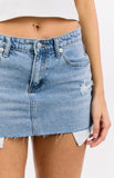 Found Love Light Wash Denim Low Rise Mini Skirt