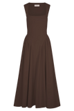 Sharon Scuba Jersey Midi Dress Cacao Brown