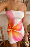 Pollen White Frangipani Mini Dress