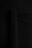Envisioned Black Bardot Neck Maxi Dress With Gathered And Drape Detail