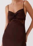 Dream Sight Lace Satin Maxi Dress Chocolate
