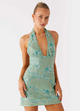 Monet Beaded Mini Dress Mint