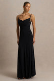 Gabbie Black Cowl Neck Maxi Dress With Mesh Back Detail