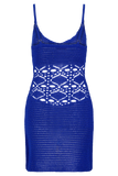 Everette Crochet Knit Mini Dress Cobalt