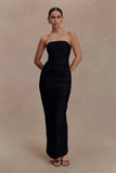 Jianna Strapless Mesh Maxi Dress Black