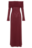 Josie Off Shoulder Mesh Maxi Dress Wine