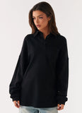 Torrie Oversized Polo Top Black