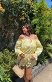 Bode Yellow Bardot Mini Dress