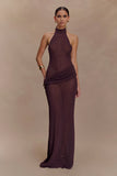 Reece Halter Knit Maxi Dress Chocolate