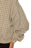 Lee Beige Plaid Funnel Neck Jacket PRE ORDER