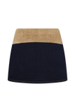 Miranda Faux Suede Belted Denim Mini Skirt Indigo Blue