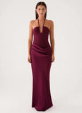 Verner Halter Maxi Dress Plum