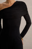 Gracious Black Jumpsuit With Asymmetric Neckline