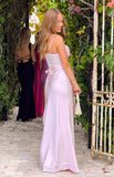 Elma Pink Satin Wrap Tie Maxi Dress