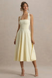 Auburn Pale Lemon Halter Neck Midi Dress