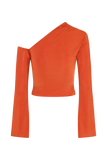 Ainsley Asymmetrical Long Sleeve Top With Floral Hardware Burnt Orange