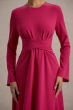 Cassiopeia Lemon Long Sleeve Midi Dress With Cross Waist