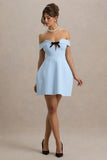 Lavender Powder Blue Sweetheart Mini Dress With Bow Detail
