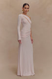 Alexius One Shoulder Knit Maxi Dress Dusty Pink