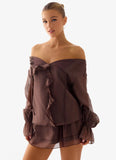 Elris Drop Waist Mini Dress Cool Chocolate