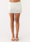 Siren Beaded Sequin Mini Skort White
