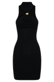 Hector Halter Neck Knit Mini Dress Black