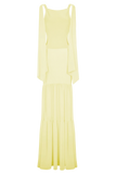 Haille Knit Chiffon Maxi Dress Lemon