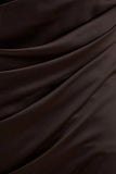 Sasha Brown Satin And Velvet Midi Dress With Wrap Detail