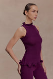 Diya Ribbed Sleeveless Top With Wire Hem Plum