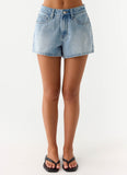 Owen A Line Denim Shorts Light Blue Wash