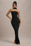 Nobu Black Bandeau Maxi Dress With Halter Collar