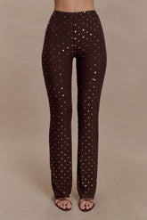 Jackie Diamante Straight Leg Pants Chocolate