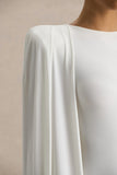 Mimi White Slashed Neck Maxi Dress With Cape Sleeve Detail
