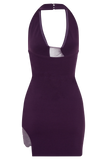 Aubree Crepe And Mesh Mini Dress Purple