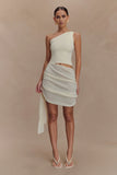 Cali Drape Skirt Knit Mini Dress Ivory