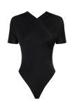 Junie Shortsleeve Cross Over Bodysuit Black