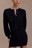 Xaden Wool Mix Knit Mini Dress Black
