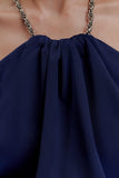 Elina Satin Necklace Maxi Dress Navy