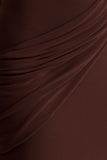 Tropic Brown High Neck Maxi With Long Cape Sleeve