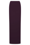 Erina Slinky Ruched Maxi Skirt With Hardware Aubergine