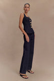 Neve Sleeveless Buttoned Denim Top Washed Indigo Blue