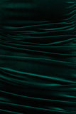 Treat Bottle Green Velvet Asymmetric Neck Maxi Dress With Ruched Detailing