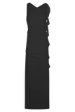 Daria Draped Chiffon Maxi Dress Black