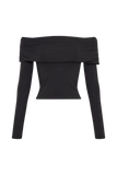 Lucinda Recycled Nylon Off Shoulder Top Black