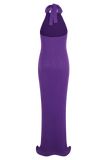 Melodie Halter Knit Maxi Dress Purple