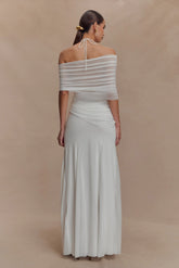 Gabrielle Slinky And Mesh Maxi Dress White