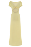 Imogen Off Shoulder Slinky Maxi Dress Lemon