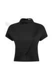 Eris High Neck Scuba Jersey Top Black
