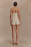 Ebony Embroidered Denim Micro Shorts Cream