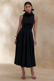 Exclusivity Black High Neck Midi Dress